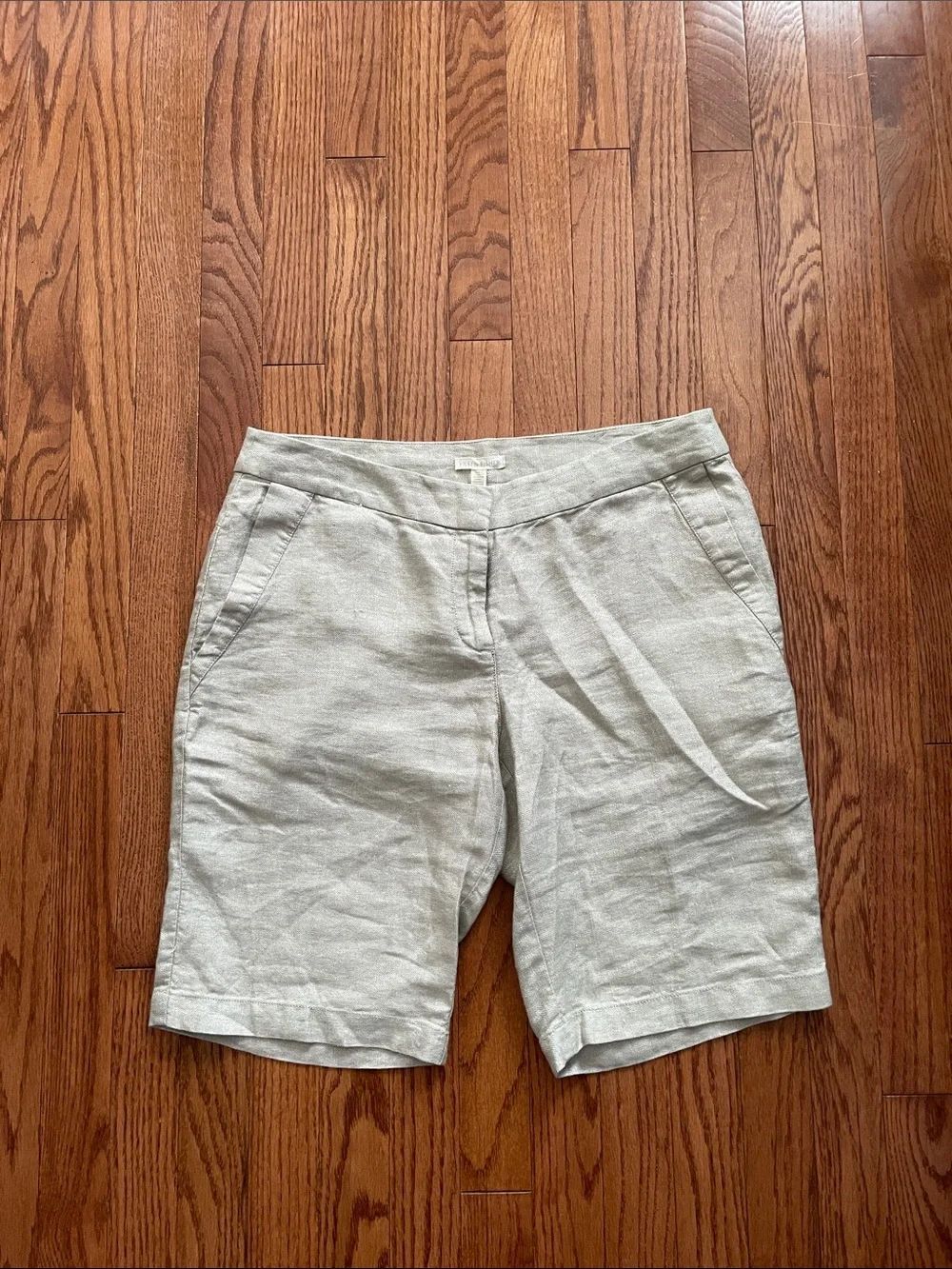 Eileen Fisher Twinkle Organic Linen Bermuda Shorts Natural Women’s Sz 10 NWT